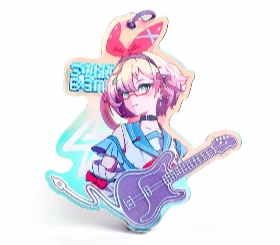 Custom Cold Foil Stamping Holographic Rainbow Acrylic Keychains